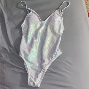 Shiny iridescent one piece swimsuit